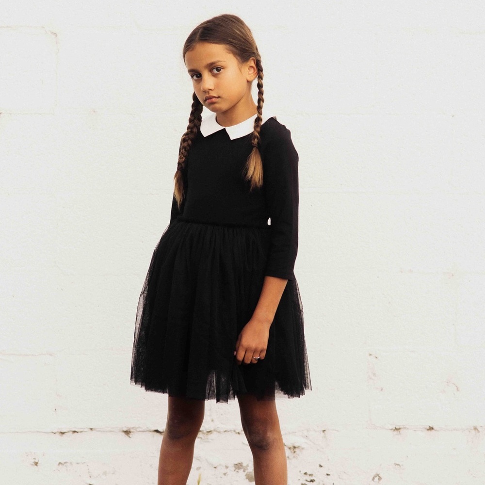 Taylor Joelle // Wednesday Addams black costume dress, tulle skirt